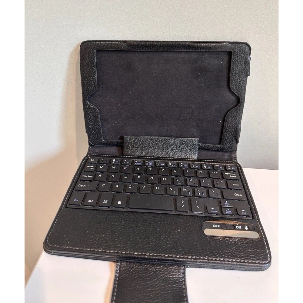 Poetic Black Faux Leather Folio Case Built-in Bluetooth Keyboard iPad iPhone